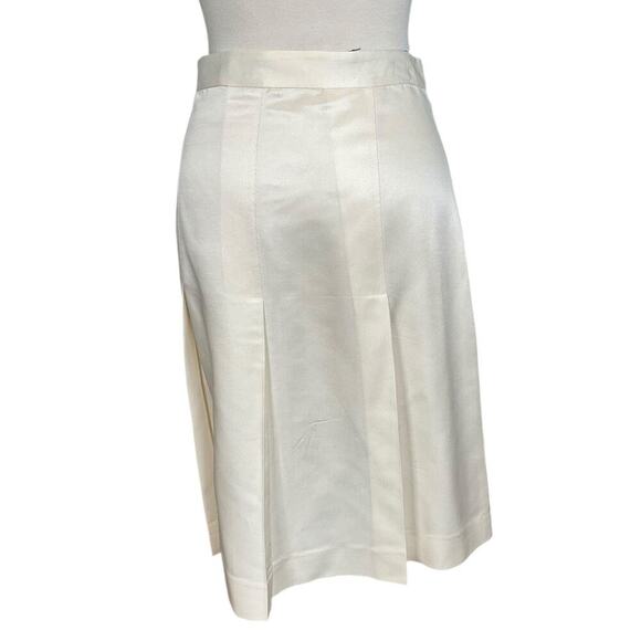Vintage Banana Republic Silk Pleated Midi Skirt Side Zip Size 6 Ivory Elegant - Picture 3 of 10